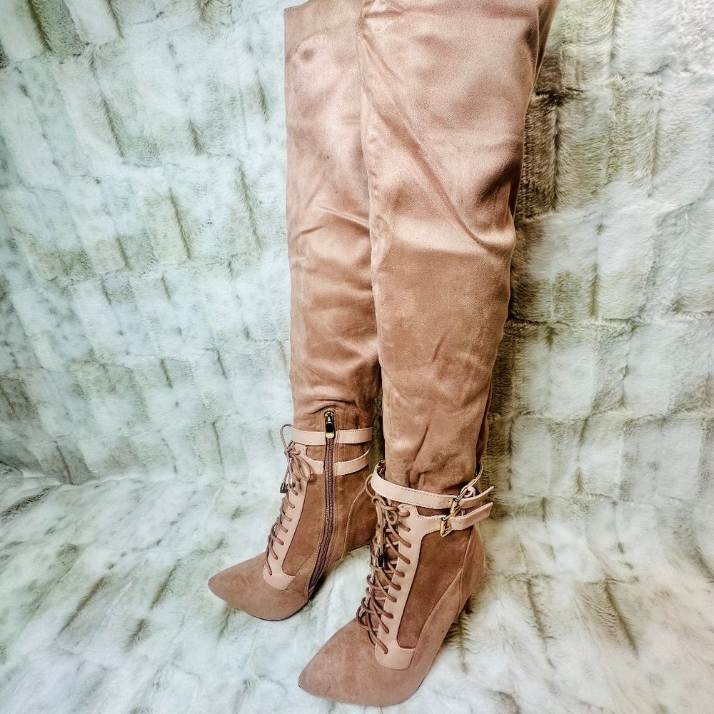* So Me Blush Pink Over The Knee 4.5" Stiletto Heel Boot